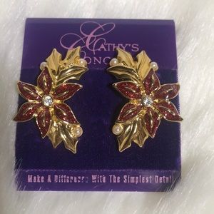 Red & Gold Poinsettia Earrings